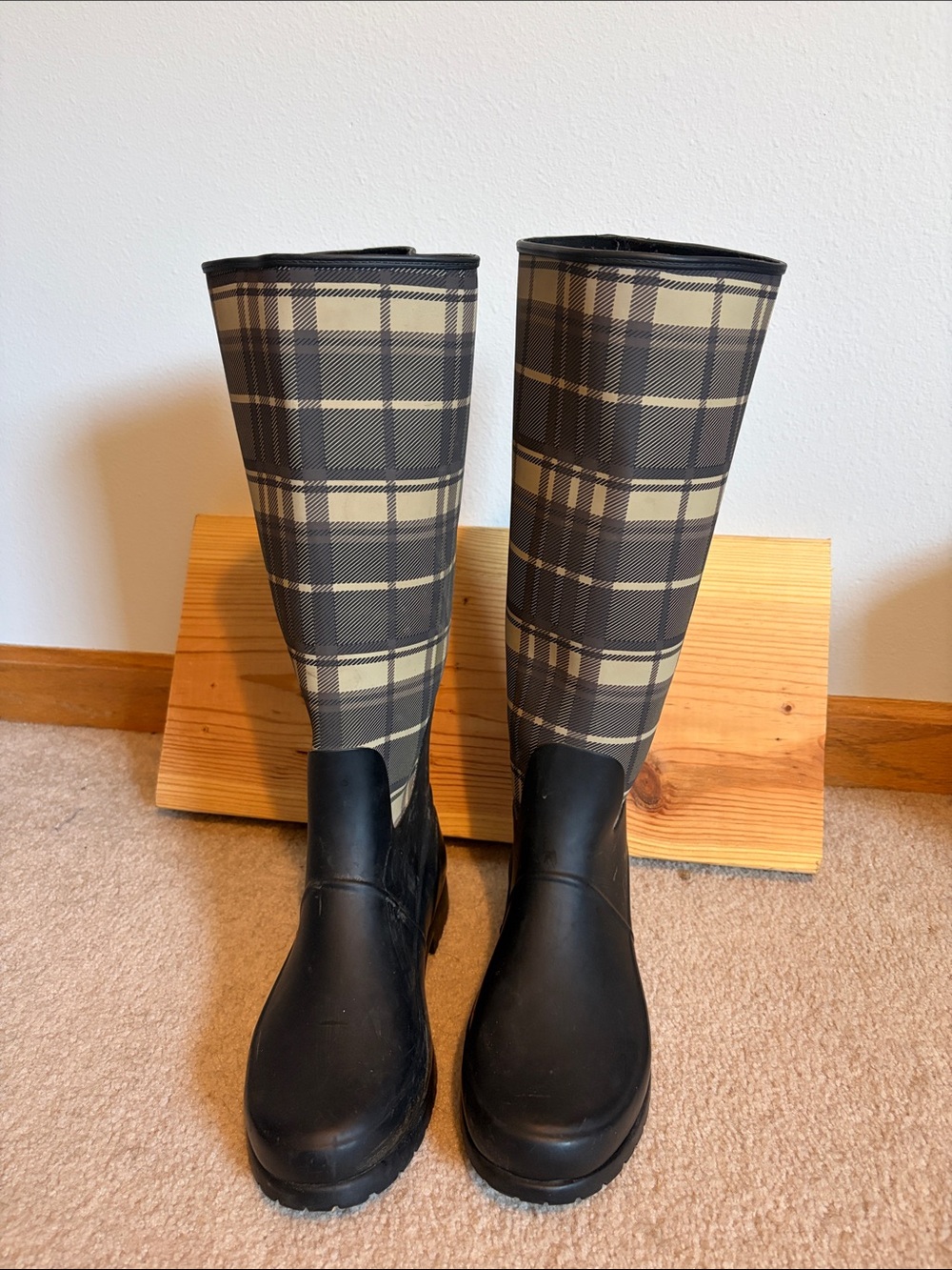 Lauren Ralph Lauren Black Tall Rain Boots with Gold Logo